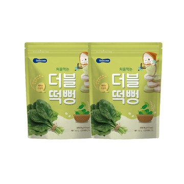 Bebecook 韓國   嬰幼兒雙色初食綿綿米餅-白米菠菜(30g) (2入組)