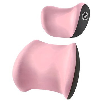 汽車記憶靠枕套裝  四季面料  頭枕腰靠  適用於全部車型  粉色  1組