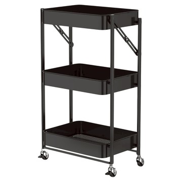 ONE HOUSE 免安裝折疊收納推車 LM-K313-1  3層  黑色