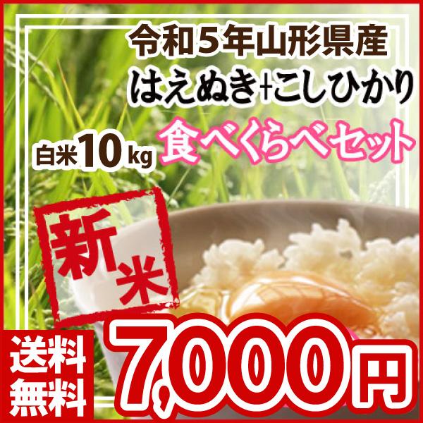 白米 10kg (5kg×2) 山形県産 はえぬき5kg・コシヒカリ5kgセット 米 お米 精米済 令和5年（送料無料）