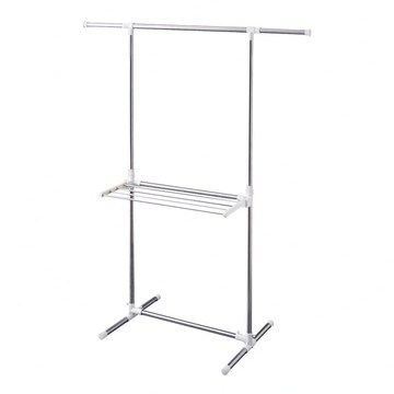 IRIS OHYAMA 愛麗思歐雅瑪 輕鬆組裝不鏽鋼曬衣架  展開(79~120 x 53 x 90~150cm)  銀色