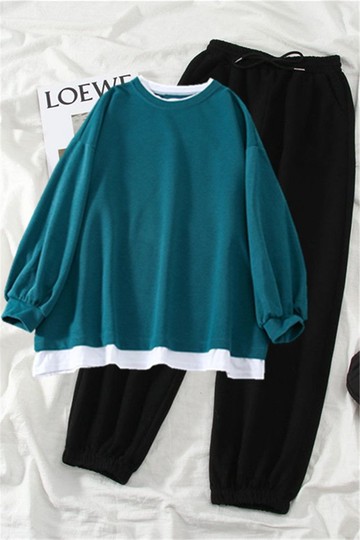 長袖褲裝兩件套女裝休閒寬松運動束腳褲子加絨加厚衛衣服時尚百搭兩件套秋冬季【倪醬】