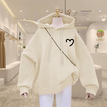 美式復古連帽寬松衛衣女士2025春秋冬新款爆款加絨加厚中長款上衣