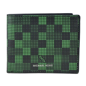 MK MICHAEL KORS COOPER 圓點馬賽克對開短夾-綠