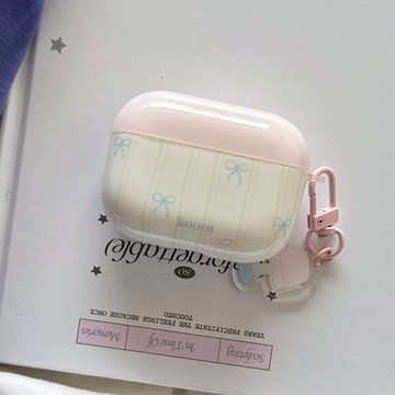 日韓ins蝴蝶結條紋耳機殼 適用Airpods4/3耳機保護殼套airpodspro二三代少保護殼套