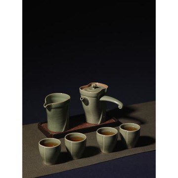 燕廬蕉窗聽雨龍騰越窯青瓷功夫茶具整套秘色瓷家用高檔中式套裝