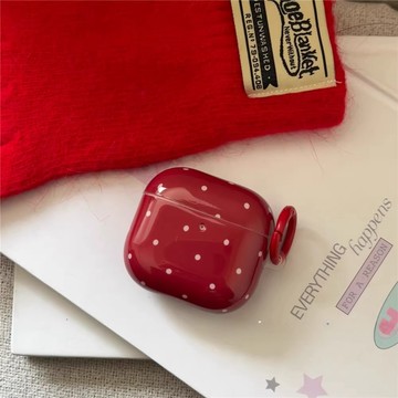 lulu|新年紅波點耳機殼 適用airpods pro2耳機套 蘋果airpods1/2代 airpods3/4代保護殼