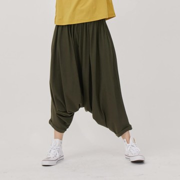 Tommy寬腰帶梯形寬褲/墨綠