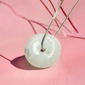 【願‧平安】冰飄花翡翠平安扣吊飾 | 天然緬甸玉翡翠A貨| 送禮