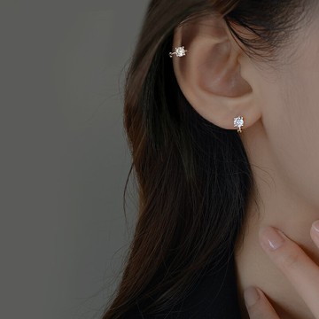 925純銀鑲鉆耳扣女2021年新款氣質耳圈睡覺不用摘耳骨環2022耳飾