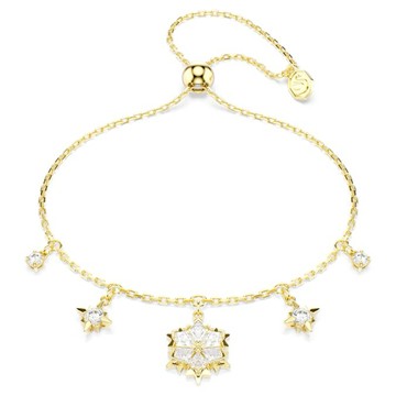 【Swarovski 施華洛世奇】Magic 手鏈(混合式切割 雪花 白色 鍍金（金色飾面）)(5757800)