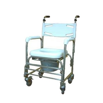 【海夫健康生活館】好家機械椅(未滅菌) 台灣製 鋁合金 推把款 塑背軟墊 固定式便器椅 便盆椅(A141)