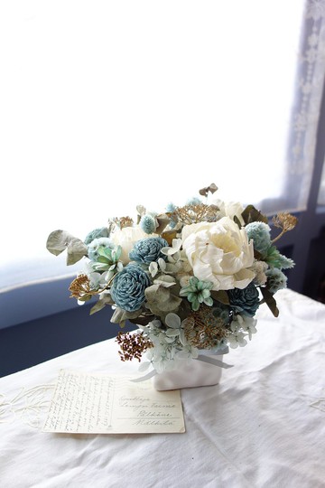 盆花-藍金色調中盆花/開幕花禮/新居落成/企業佈置