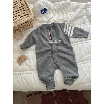 ins秋季款嬰幼兒休閑針織毛線連體衣男女寶寶秋冬季加絨洋氣爬服