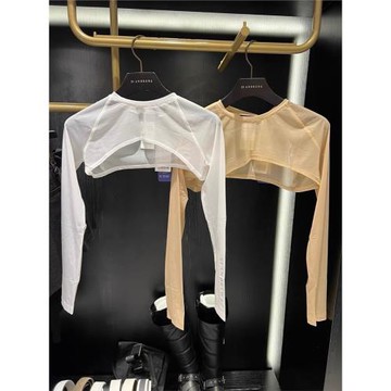 24新韓國原單高爾夫服裝女士圓領短款防曬衣長袖golf冰絲涼感上衣