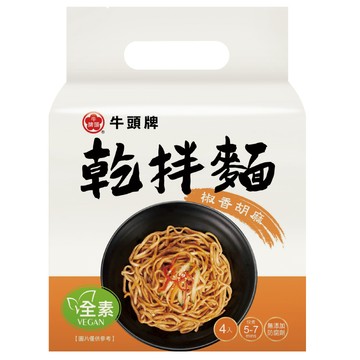 [家速配]牛頭牌椒香胡麻乾拌麵116g x4