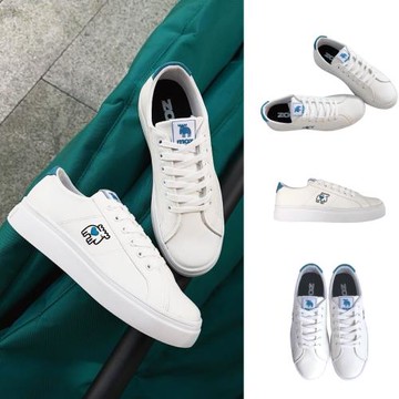 moz瑞典駝鹿 舒適皮質 愛心小白鞋 休閒鞋 (白/湖藍) 法式刺繡