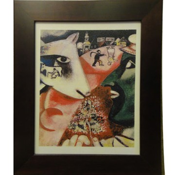 開運陶源Marc CHAGALL馬克 夏卡爾的畫~【我與鄉村】小幅