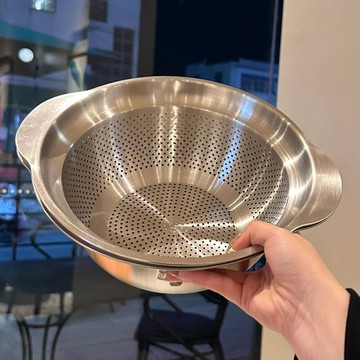【臺灣出貨】304不鏽鋼盆雙層廚房家用雙耳加厚瀝水籃揉麪盆烘焙盆和麪打發盆