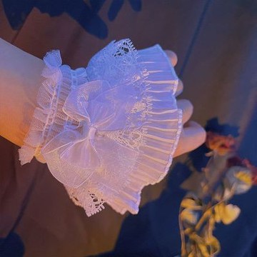 【台灣有貨】實拍 敲仙綢帶蕾絲ins手袖Lolita百搭假袖子蝴蝶結蘿莉護腕原宿風護腕