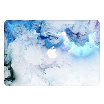 Weniz MacBook彩色印刷Logo鏤空保護殼 M2 M3 A2681 A3113  白色 + 藍色  13吋  1個