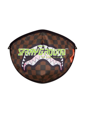 sprayground kid - logo-print checked face mask - kids - Cotton/Nylon/Polyester/Spandex/Elastane - One Size - Brown