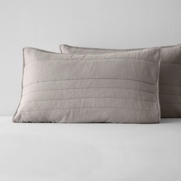 PALETTE200織雙層皺紗绗縫純棉美式枕套2入 卵石灰