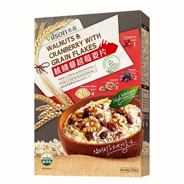 【米森 vilson】核桃蔓越莓麥片(450g/盒)