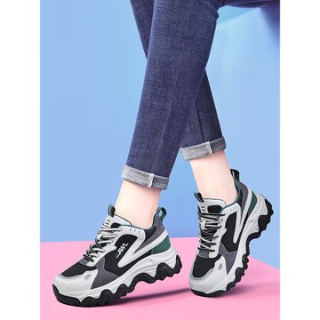 真皮老爹鞋女2025年秋冬季新款時尚透氣系帶休閑舒適厚底運動鞋女