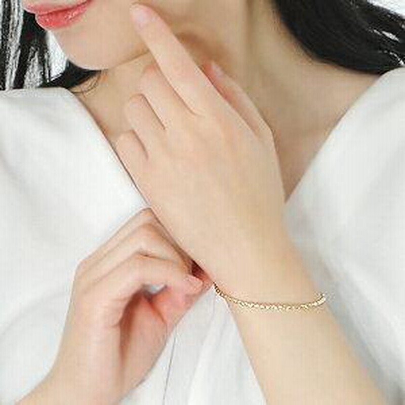 K18YG ダイヤカット シリンダー ブレスレット レディース