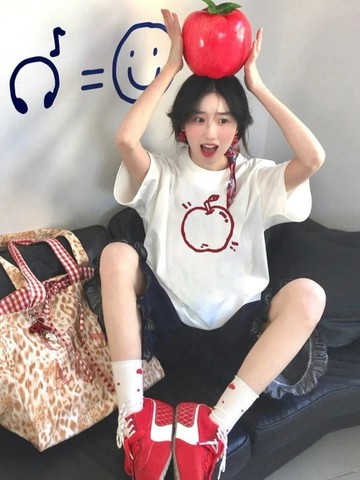 女生上衣 印花寬鬆情侶短袖T 上衣女 美式t  新款爆款夏季穿搭女装独特漂亮短袖T恤夏