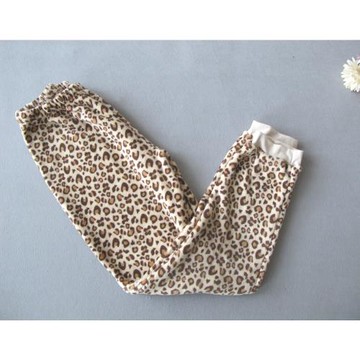 外貿吉娜~冬超軟珊瑚絨女厚縮口睡褲休閑家居豹紋大碼寬松保暖褲