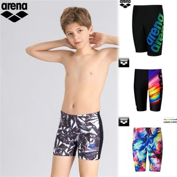 arena兒童泳褲新阿瑞娜男孩中大童青少年專業訓練男童五分游泳褲