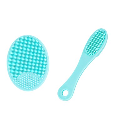 AHOYE 去角質粉刺軟毛洗臉刷2件組 綠色 - 柔軟矽膠深層清潔毛孔  1組