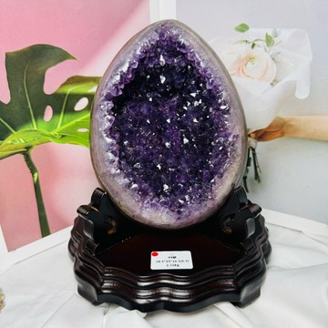 超水薰衣草紫💟94號2.71kg頂級烏拉圭拋光皮 紫水晶恐龍蛋晶洞ESP♥️淡淡橘瑪瑙 恐龍蛋晶洞 紫晶洞 A3451