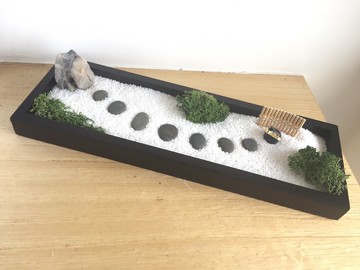 純自然 日式 禪庭 黑長方木盒 沙盤 枯山水  送禮 療癒 小物 zen