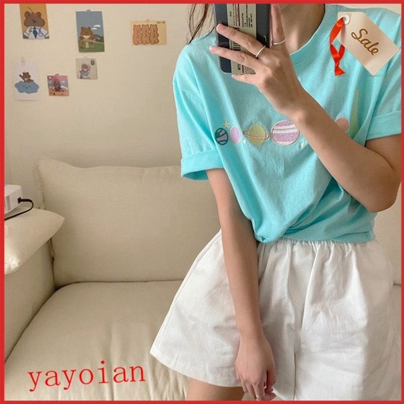 Tシャツ 半袖 ガーリー 韓国 原宿系 ファッション レディース トップス カジュアル スポーティーbf風 ヒップホップ ダンス ストリート風 通販 Lineポイント最大0 5 Get Lineショッピング