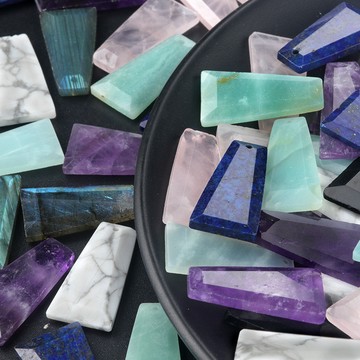 KJ- 1674-天然粉晶紫水晶梯形切面散珠diy項鍊吊墜耳環飾品掛墜配件