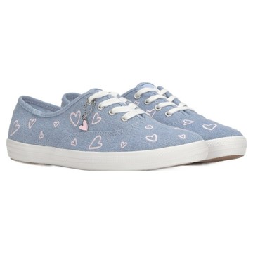 keds 女款 CHAMPION DENIM HEART EMBROIDERY 懶人鞋 WF68341  藍色  23.5cm