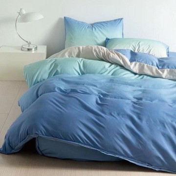 漸層藍綠 台灣製 舒柔棉 單人/雙人/加大 薄床包被套組