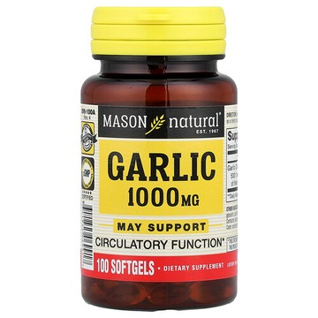 Mason Natural, 大蒜，1000 毫克，100 粒軟膠囊