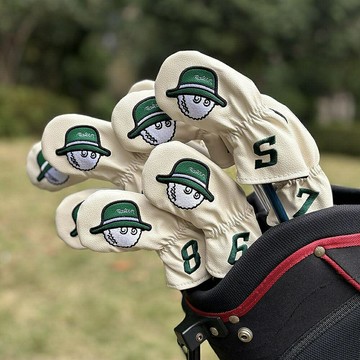 69%高爾夫鐵桿套Malbon韓版漁夫刺繡PU球桿保護套挖起桿沙桿帽套