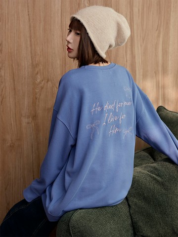 棉質光澤感撞色英文刺繡寬鬆大學T