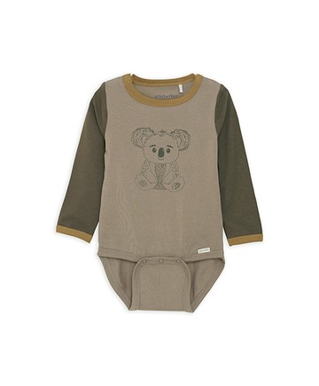 有機棉長袖包屁衣(灰褐)62cm