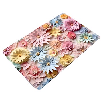 費歐家 3D效果花卉地墊  兩朵藍  1個  60 x 40cm