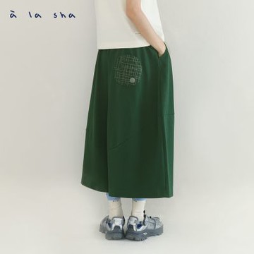 a la sha 隨興線條繡花氣球褲裙