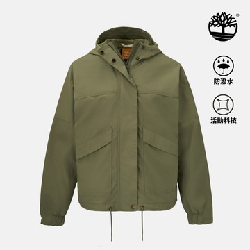 Timberland 女款灰綠色寬版防潑水外套|A42AF590