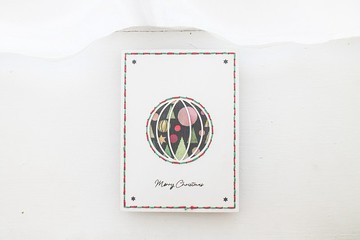 聖誕彩球－白色版－手縫夾心卡－雷雕 手工卡片－聖誕節