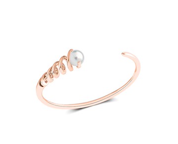 珍珠925純銀手鐲 調節開口手環 個性化刻字C手環 螺旋造型手鐲