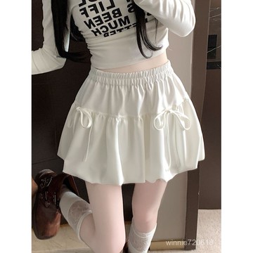 [24時熱賣]芭蕾風蓬蓬裙帶花苞裙 短裙 A字裙 蝴蝶結裙